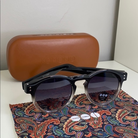 Komono New Sunglasses Clement Paisley round ombre gray black main image 11